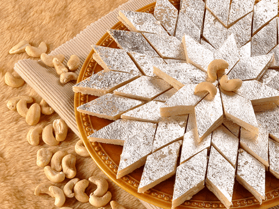 Kaju Katli with silver work